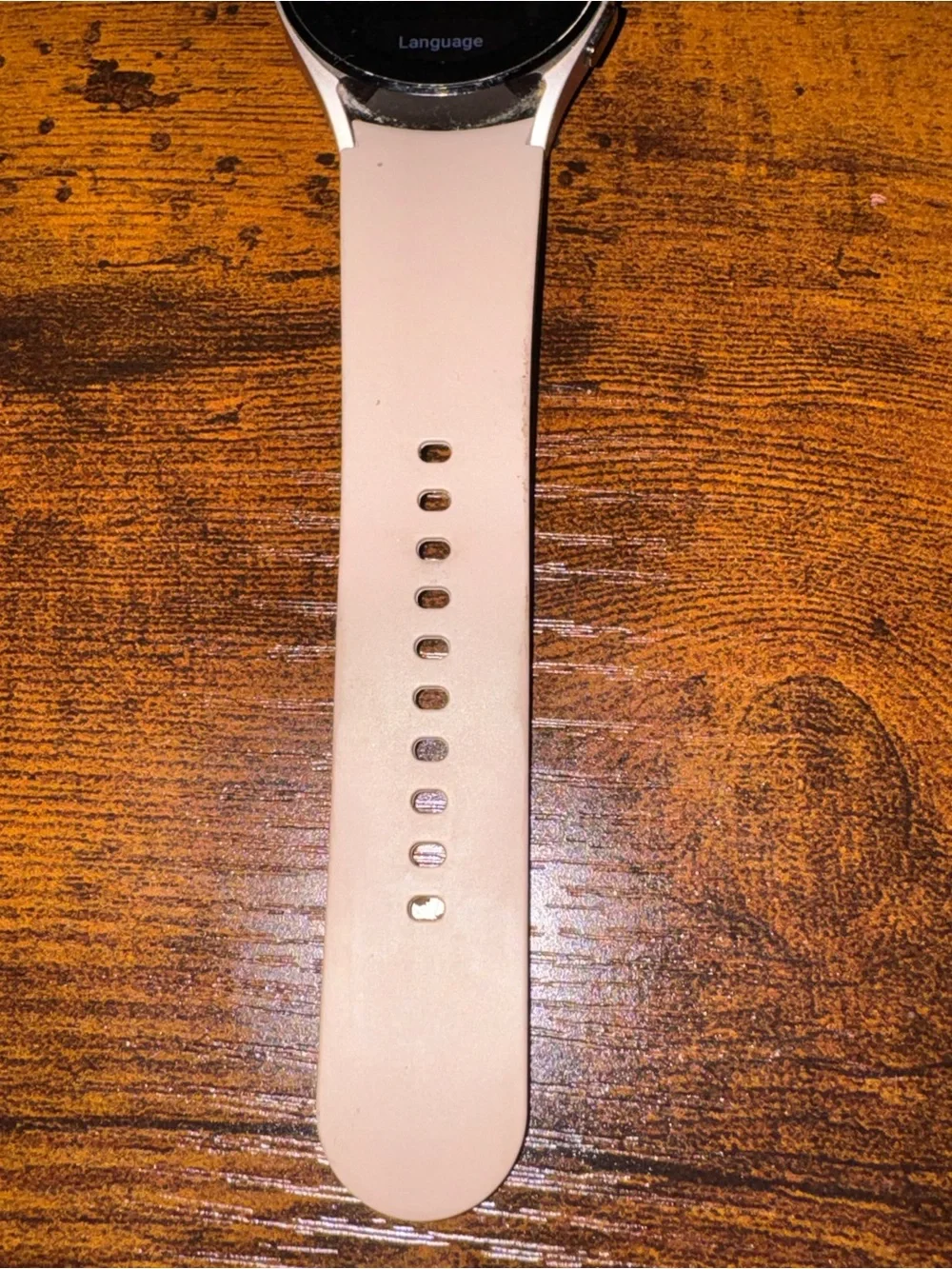 Samsung Galaxy Watch4 Silver Case with Light Pink Beige Band
